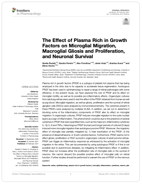 The Effect of Plasma Rich in Growth Factors on Microglial Migration, Macroglial Gliosis and Proliferation, and Neuronal Survival
