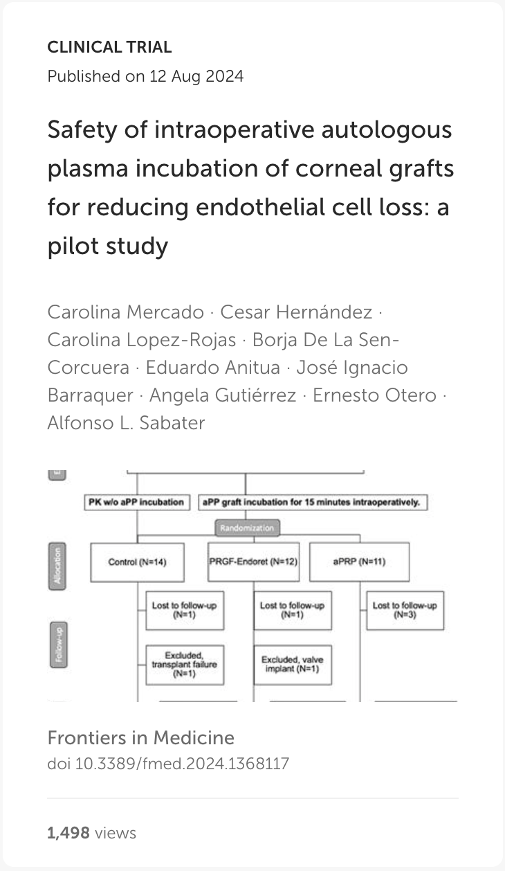 Safety of intraoperative autologous plasma incubation of corneal grafts for reducing endothelial cell loss: a pilot study