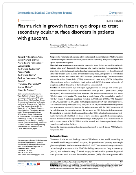 Plasma rich in growth factors eye drops to treat secondary ocular surface disorders in patients with glaucoma