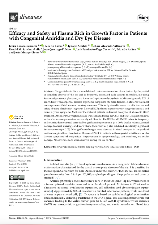 Efficacy and Safety of Plasma Rich in Growth Factor in Patients with Congenital Aniridia and Dry Eye Disease